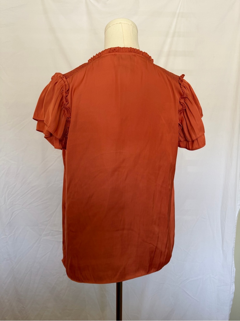 Rachel Zoe Rust Short Sleeve V-Neck Tassel Blouse - Picture 4 of 4